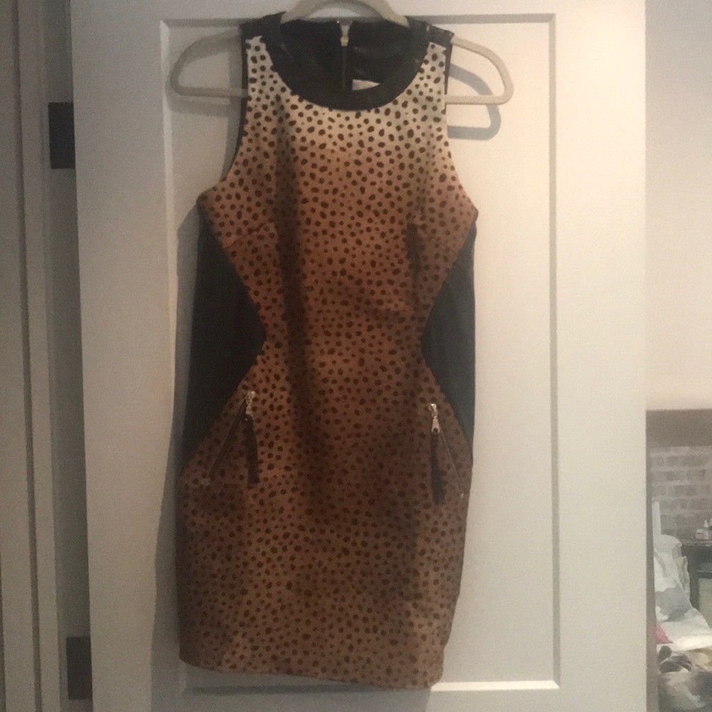Shakuhachi 100% leather & leopard dress Small